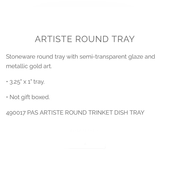 “artiste” artful metallic gold lettering & border round ceramic trinket dish-NWT - Picture 4 of 7